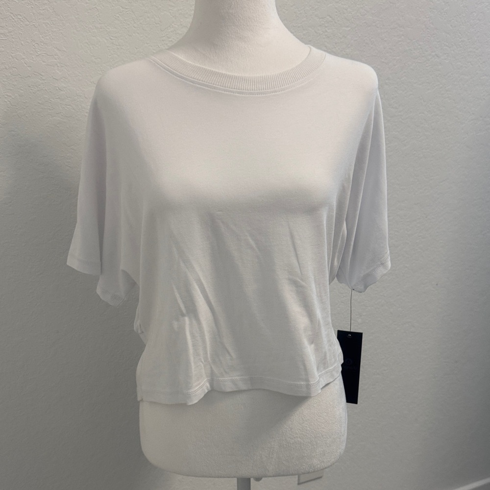 Mono B White Cropped Crew Tee